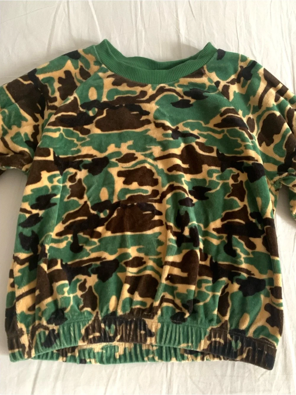 Mini Rodini Velour Camo Print Sweatshirt 3-5T